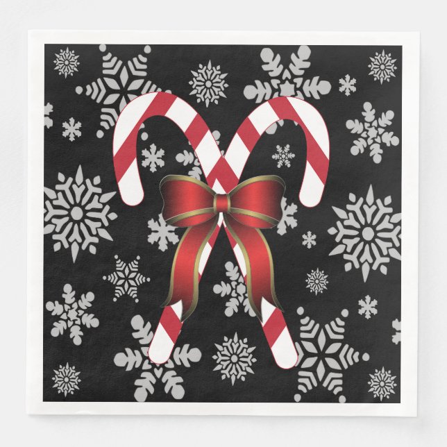 Guardanapo De Papel De Jantar Bengalas de Natal Flocos de Neve (Frente)