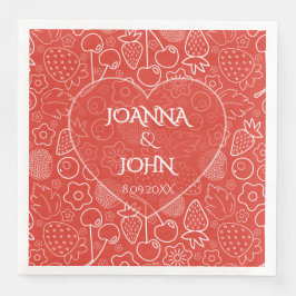 Guardanapo De Papel De Jantar Berry Strawberry Cherry White Hand drawn Modern.