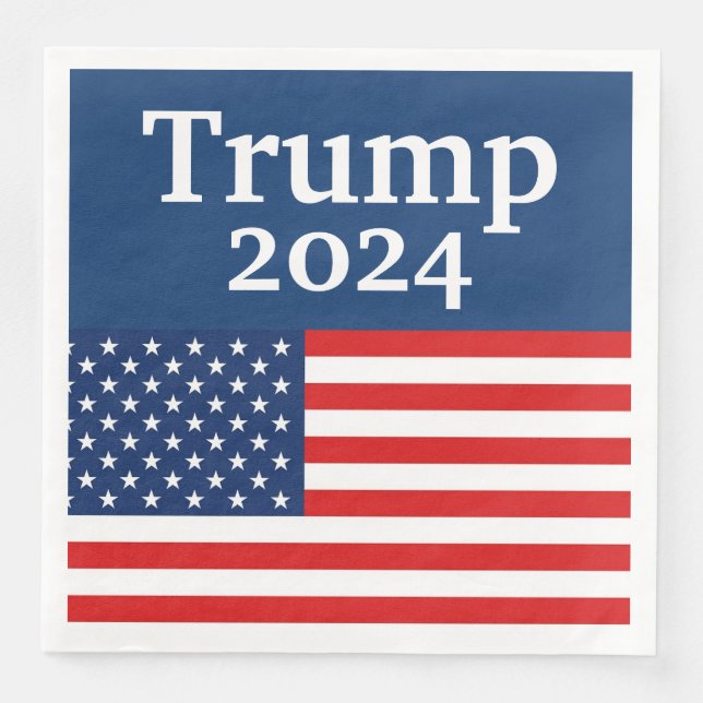 Guardanapo De Papel De Jantar Blue Donald Trump 2024 American Flag (Frente)