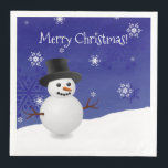 Guardanapo De Papel De Jantar Blue Snowman Winter Scenery Christmas Paper Napkin<br><div class="desc">Adicione um toque festivo às suas jantas de férias ou festas com um conjunto de papel de Natal Blue Snowman Winter Scenery Napkins. Napkin design apresenta um boneco de neve feliz em uma cena de ventania de neve contra um fundo azul real adornado com flocos de neve de cor correspondente....</div>