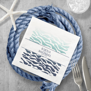 Guardanapo De Papel De Jantar Blue Wave Wedding ID836