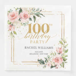 Guardanapo De Papel De Jantar Boho aquarela blush floral 100th b-day
