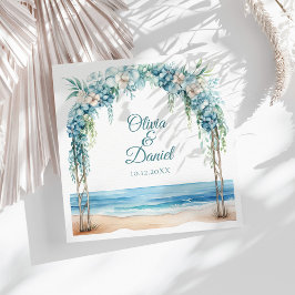 Guardanapo De Papel De Jantar Boho Blue Floral Arch Beach Weding