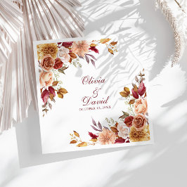 Guardanapo De Papel De Jantar Boho Modern Burnt Orange Terracotta Casamento Flor