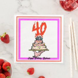 Guardanapo De Papel De Jantar Bolo de Aniversário em Fogo com 40 Velas