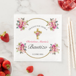 Guardanapo De Papel De Jantar Bonita Del Bautismo De La Cruz Del Oro