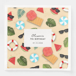 Guardanapo De Papel De Jantar Bonita Festa de aniversário de diversão de Verão n