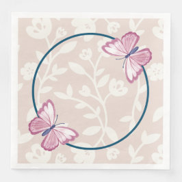 Guardanapo De Papel De Jantar Borboleta rosa azul-marinho floral
