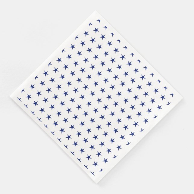 GUARDANAPO DE PAPEL DE JANTAR BRANCO PATRIÓTICO COM ESTRELAS AZUIS (Canto)