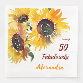 Guardanapo De Papel De Jantar Bright Happy Sunflower Watercolor Fabuloso 50