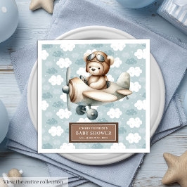 Guardanapo De Papel De Jantar Brown Teddy Bear Pilot Napkins Personalizado Boys