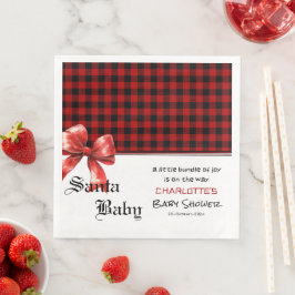 Guardanapo De Papel De Jantar Buffalo Plaid Watercolor Red Bow Baby Shower