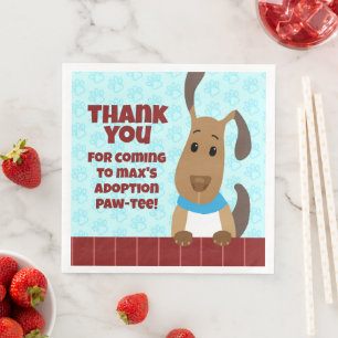 Guardanapo De Papel De Jantar Cachorro Bonito na Cerca Pet Adoção Pawprint Obrig
