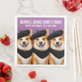 Guardanapo De Papel De Jantar Cachorros Chic Corgi Cute Desejam Feliz Aniversári