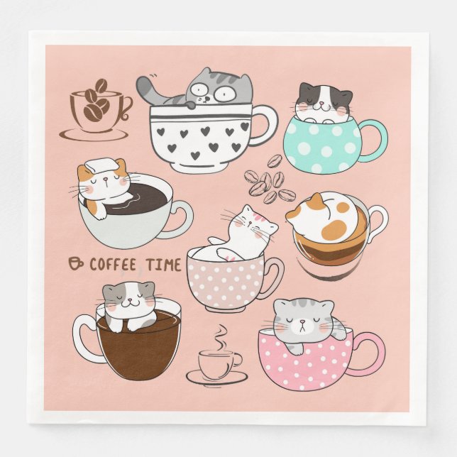 Guardanapo De Papel De Jantar Café Feliz (Frente)