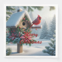 Cardeal de inverno em um abrigo festivo