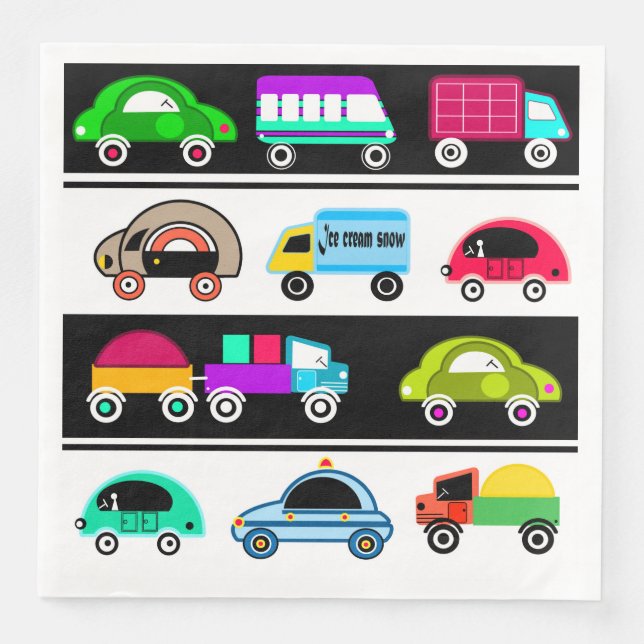 Guardanapo De Papel De Jantar Carros engraçados (Frente)