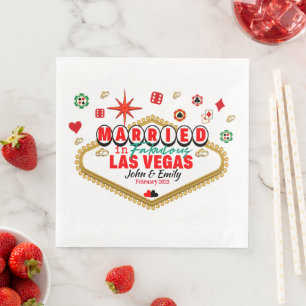 Guardanapo De Papel De Jantar Casal Casado em Las Vegas Combinando Férias Nevada