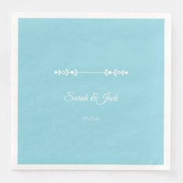 Guardanapo De Papel De Jantar Casamento Azul e Branco Moderno
