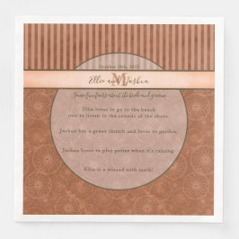 Guardanapo De Papel De Jantar Casamento Boho Orange & Brown Geométrico Stripe