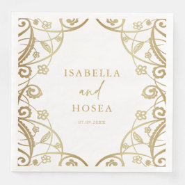 Guardanapo De Papel De Jantar Casamento bonito de rendas flóricas com brilho Dou