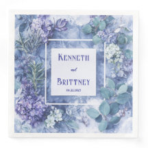 Casamento Botânico Dusty Blue Napkins com Greenery