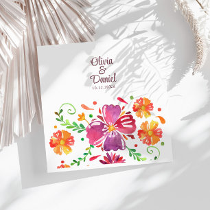 Guardanapo De Papel De Jantar Casamento Colorido com Tema de Festa Floral Mexica