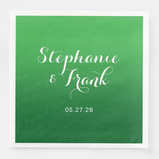 Guardanapo De Papel De Jantar Casamento com Gradiente de Verde Kelly para Verde  (Frente)