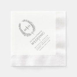 Guardanapo De Papel De Jantar Casamento de arte da cinza escura da coroa oval