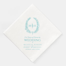 Guardanapo De Papel De Jantar Casamento de arte do monograma com folhas ovais Aq