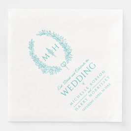 Guardanapo De Papel De Jantar Casamento de arte do monograma com folhas ovais Aq