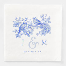 Casamento de Aves de Amor com Chinoiserie Azul