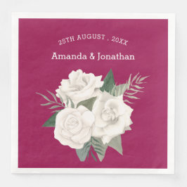 Guardanapo De Papel De Jantar Casamento de Berry e Rosas Brancas