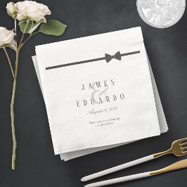 Guardanapo De Papel De Jantar Casamento de empate preto personalizado Obrigado I