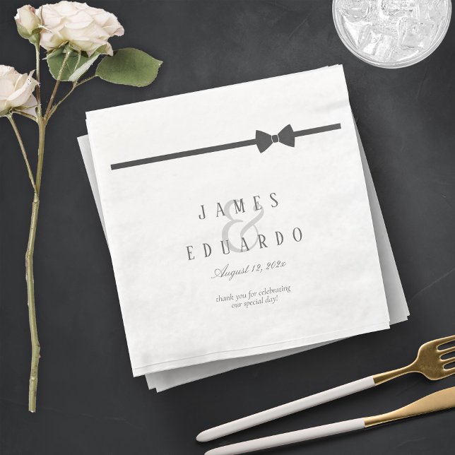Guardanapo De Papel De Jantar Casamento de empate preto personalizado Obrigado I (Criador carregado)
