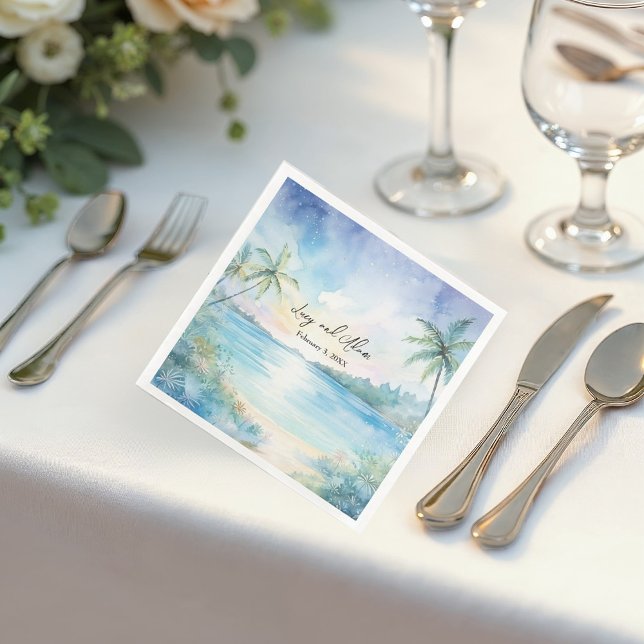 Guardanapo De Papel De Jantar Casamento de Felicidade Tropical Napkins (Criador carregado)