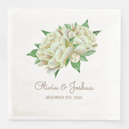 Guardanapo De Papel De Jantar Casamento de Flor de Creme Peony Watercolor