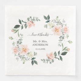 Guardanapo De Papel De Jantar Casamento de Flores Brancas com Rosa Charmoso em A