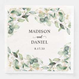 Guardanapo De Papel De Jantar Casamento de Folhas de Ouro de Eucalipto