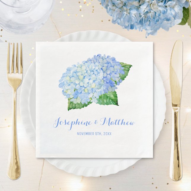 Guardanapo De Papel De Jantar Casamento de Hydrangea Azul (Criador carregado)