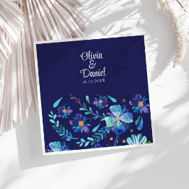 Guardanapo De Papel De Jantar Casamento de marinho Azul Mexicano Floral Fieasta