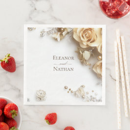 Guardanapo De Papel De Jantar Casamento de Primavera de Rosa de Ouro de Boho Mod