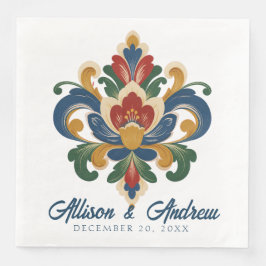 Guardanapo De Papel De Jantar Casamento de Rosemaling Norueguesa