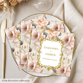 Guardanapo De Papel De Jantar Casamento Dourado Blush Personalizado Napkins