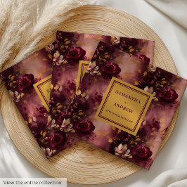 Guardanapo De Papel De Jantar Casamento Dourado Elegante Burgundy Napkins com Ro