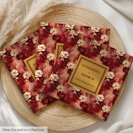 Guardanapo De Papel De Jantar Casamento Dourado na moda Burgundy Napkins com Flo