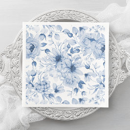 Guardanapo De Papel De Jantar Casamento Floral Azul Elegante Napkin