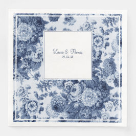 Guardanapo De Papel De Jantar Casamento Floral Branco e Azul Vintage