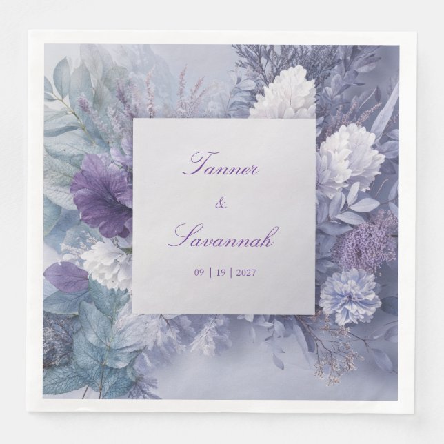 Guardanapo De Papel De Jantar Casamento Floral da Lavanda Elegante (Frente)