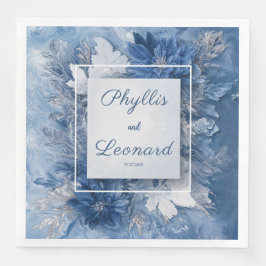 Guardanapo De Papel De Jantar Casamento Floral de Marble Azul Elegante Napkin